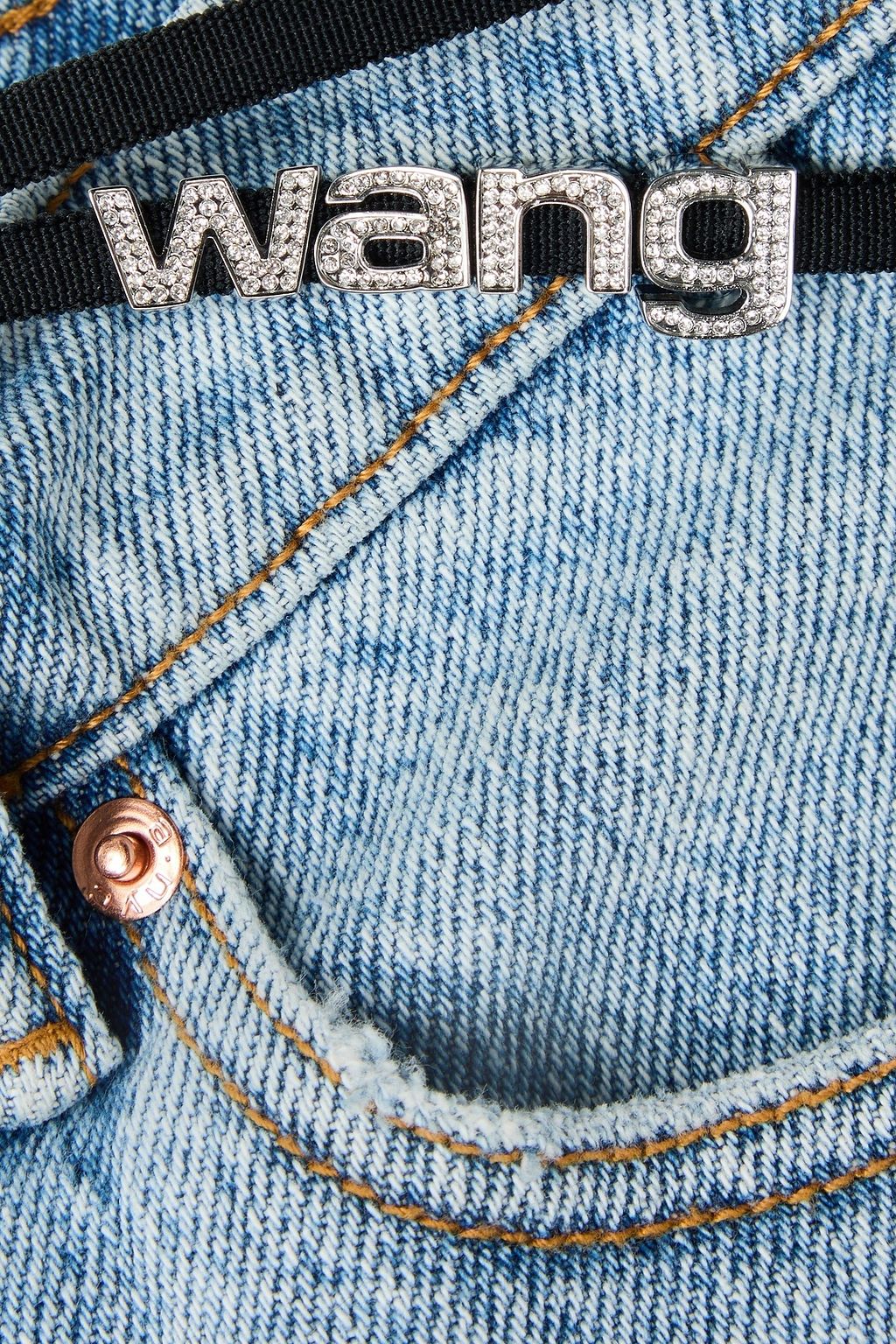 ALEXANDER WANG تنورة من الدنيم مزينة بالكريستال