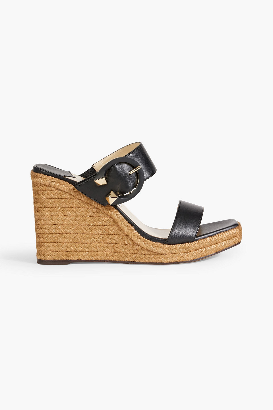 Jimmy Choo Melian 110 Buckled Leather Wedge Sandals In Black
