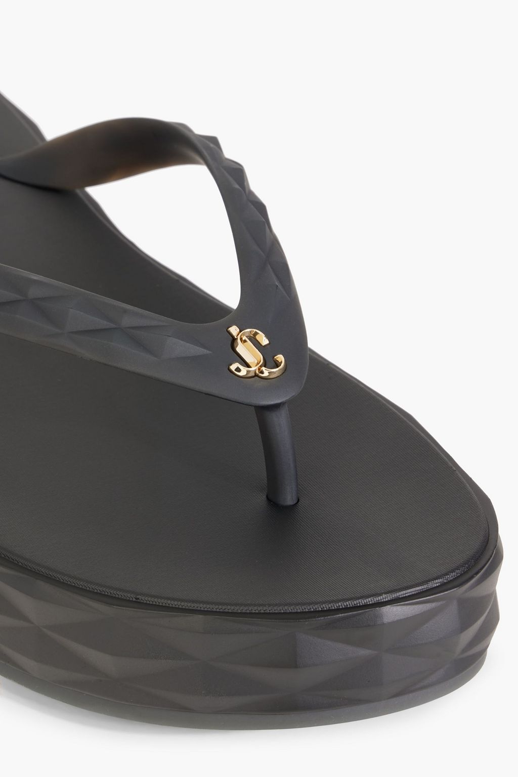 JIMMY CHOO Diamond embossed rubber platform flip flops