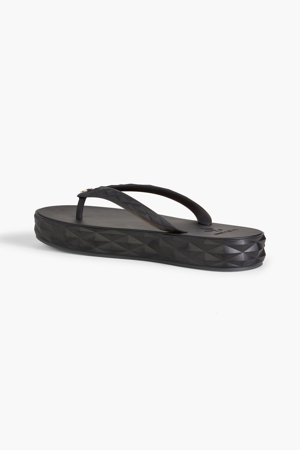Jimmy Choo Diamond Embossed Rubber Platform Flip Flops In Black