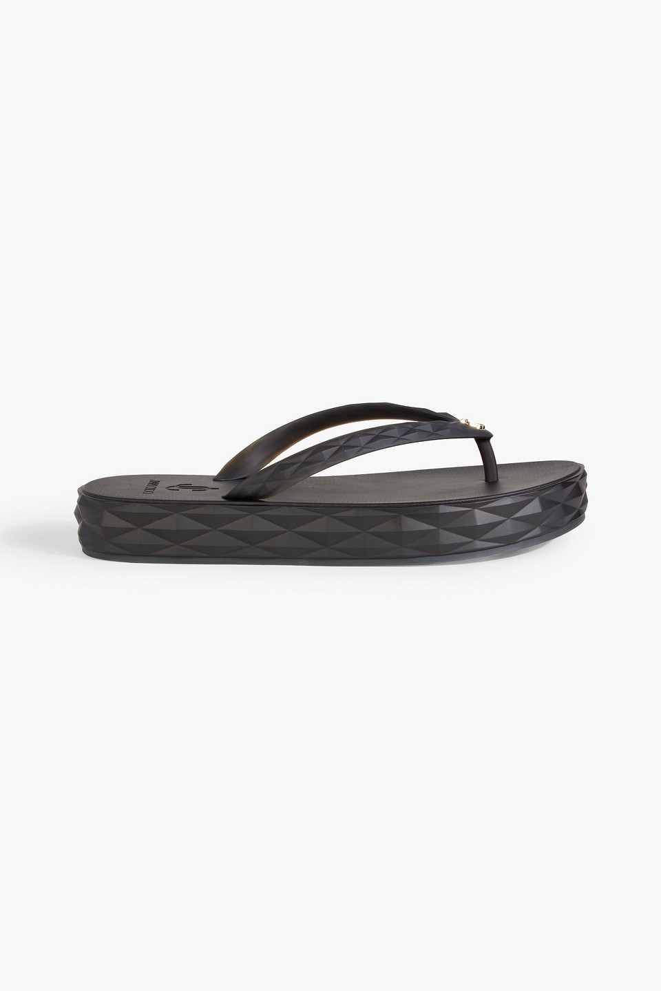 Jimmy Choo Diamond Embossed Rubber Platform Flip Flops In Black