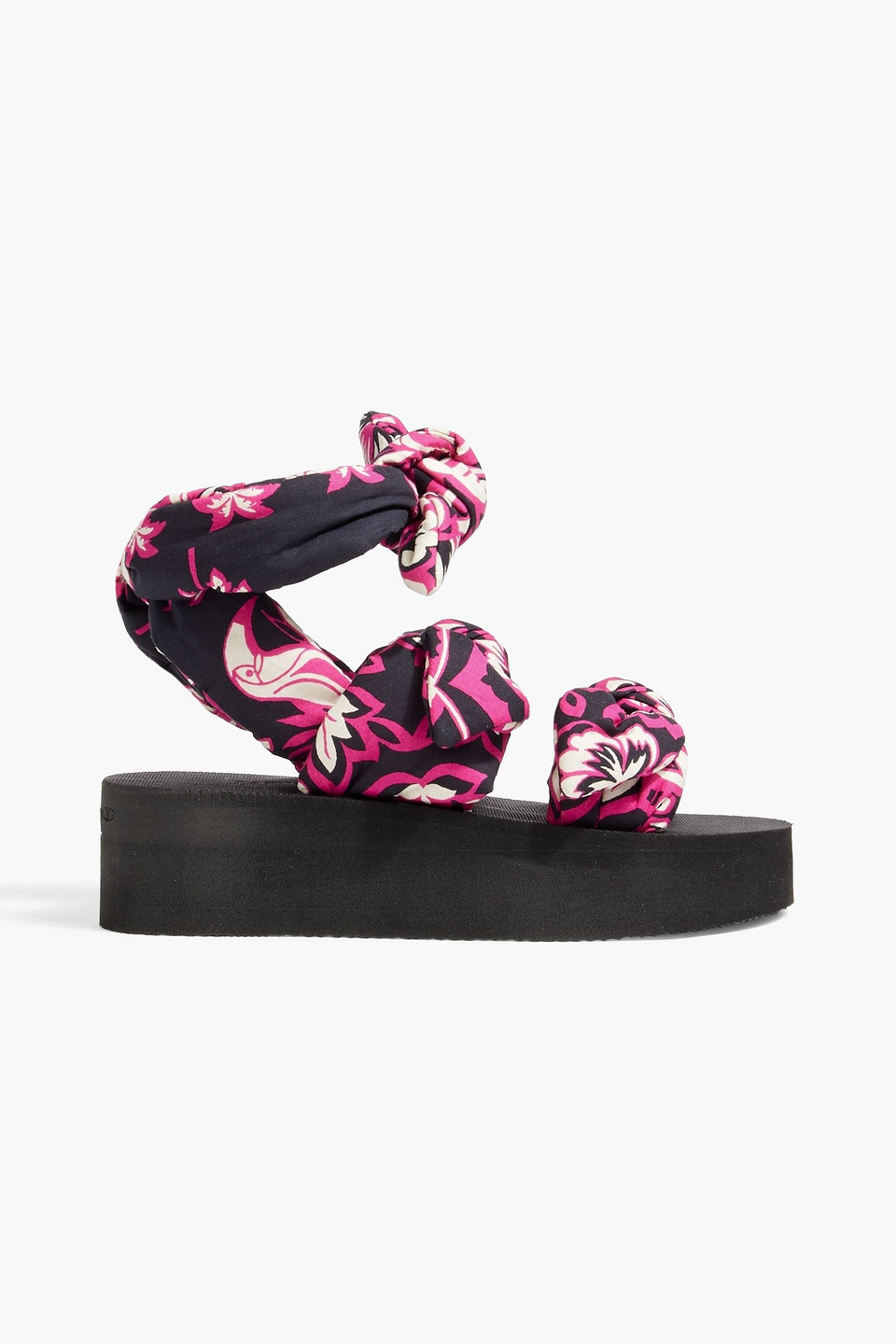 RED(V) Knotted printed cotton platform sandals