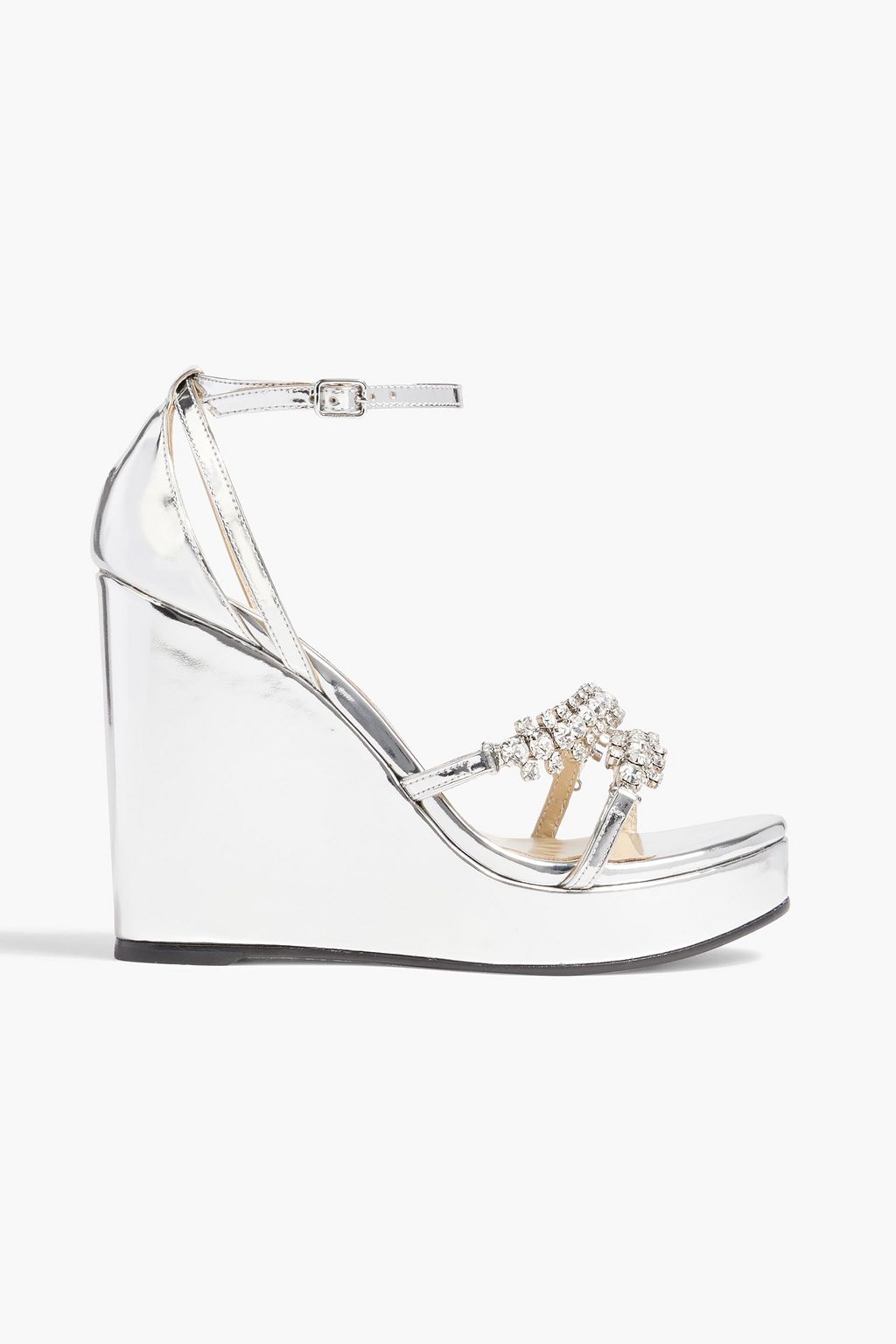 JIMMY CHOO Bing 120 crystal-embellished mirrored-leather