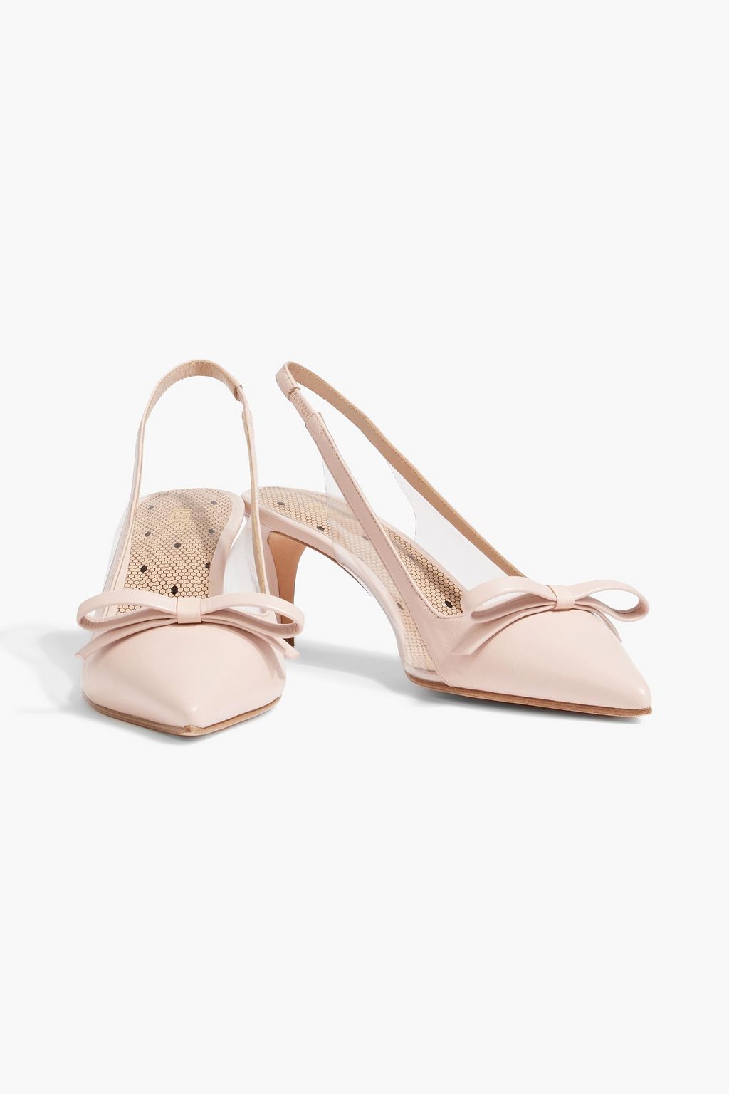 RED(V) Sandie bow-detailed leather and PVC slingback pumps