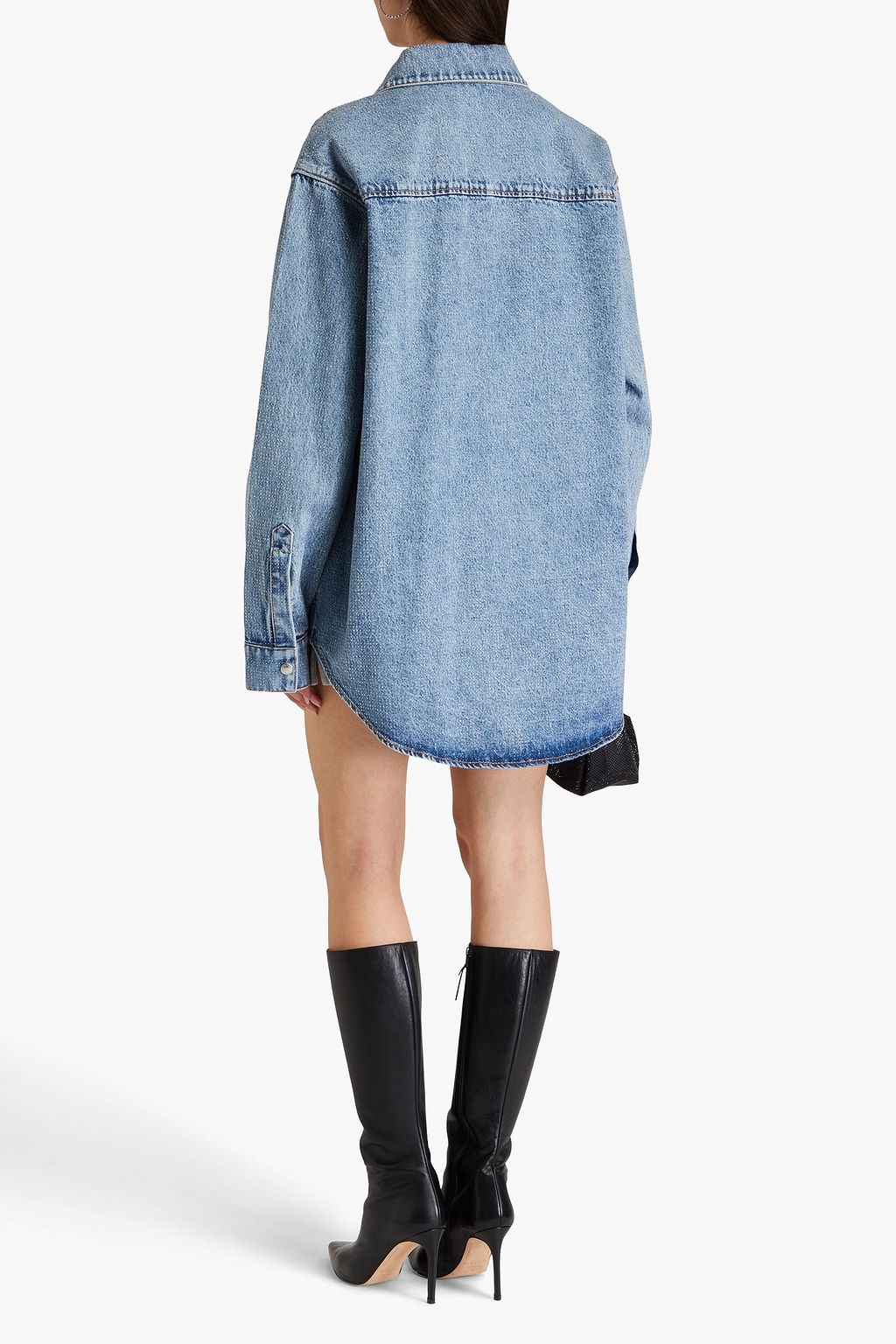 ALEXANDER WANG デニム オーバーサイズシャツ クリスタル付き