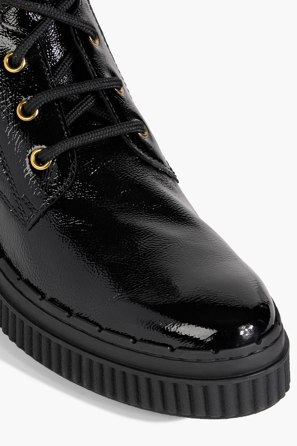 TOD'S Textured patent-leather combat boots