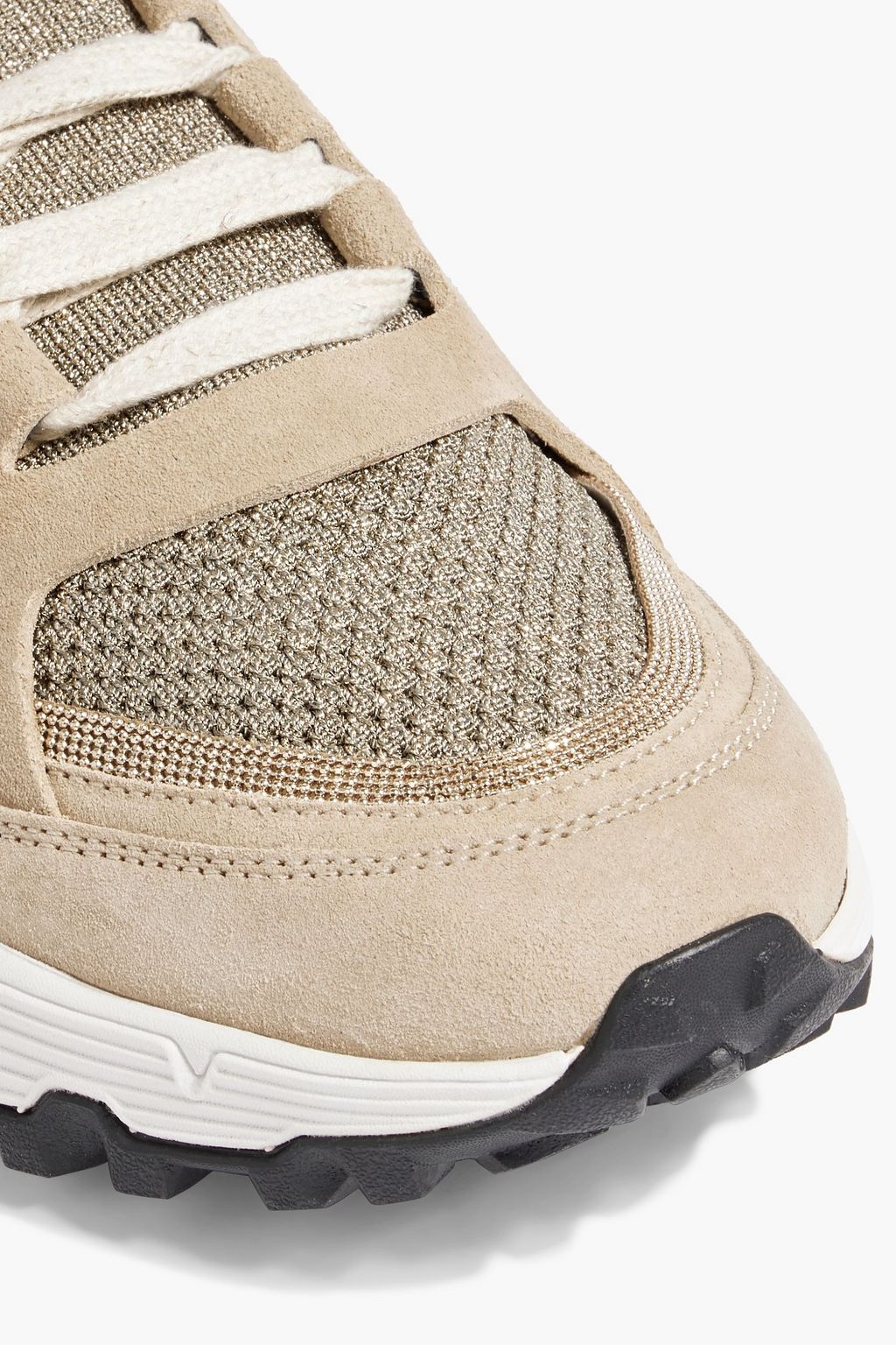 BRUNELLO CUCINELLI Metallic mesh and suede sneakers
