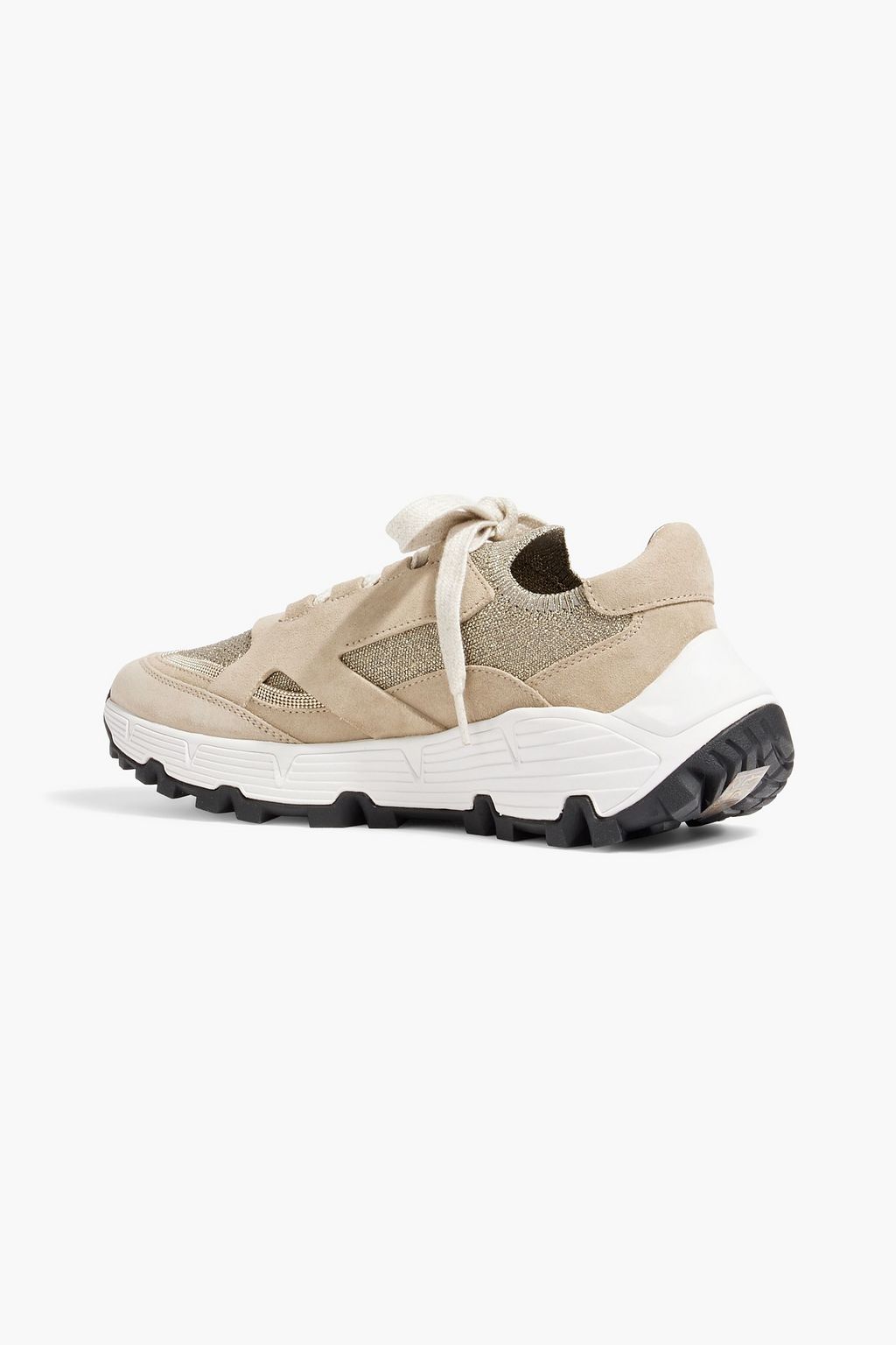 BRUNELLO CUCINELLI Metallic mesh and suede sneakers
