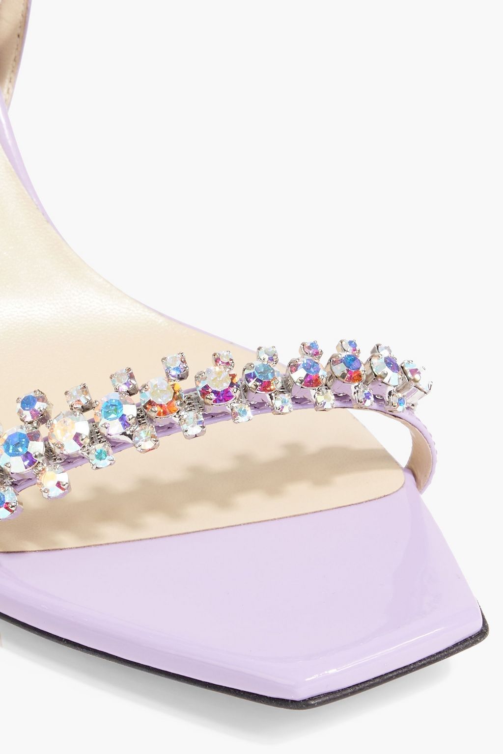 JIMMY CHOO Meira 85 crystal-embellished patent-leather slingback sandals