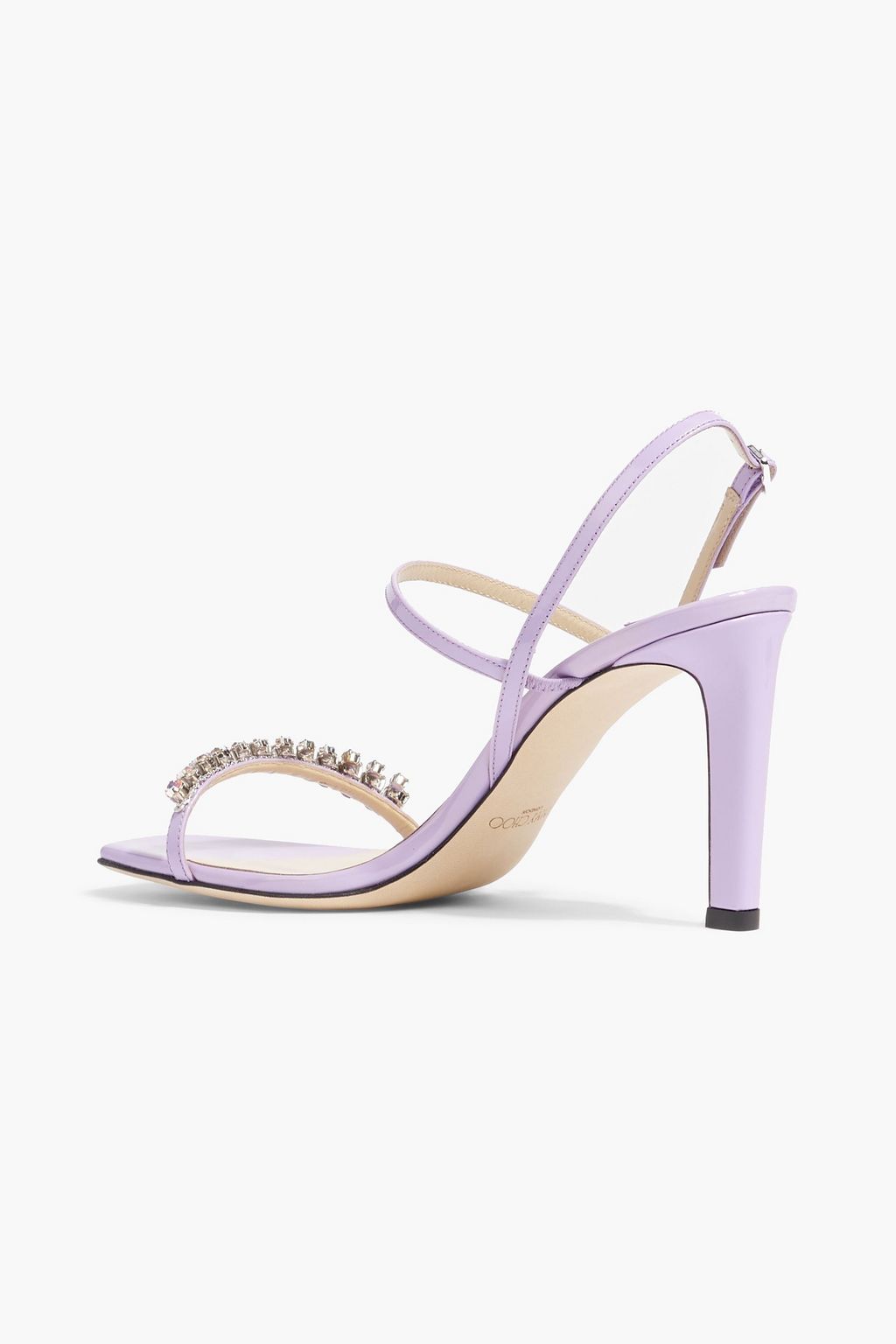 JIMMY CHOO Meira 85 crystal-embellished patent-leather slingback sandals