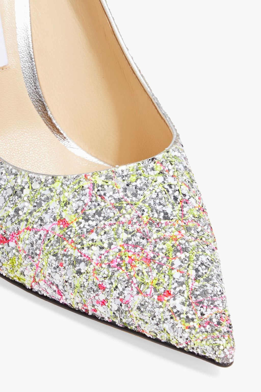 JIMMY CHOO Love 100 glittered woven pumps