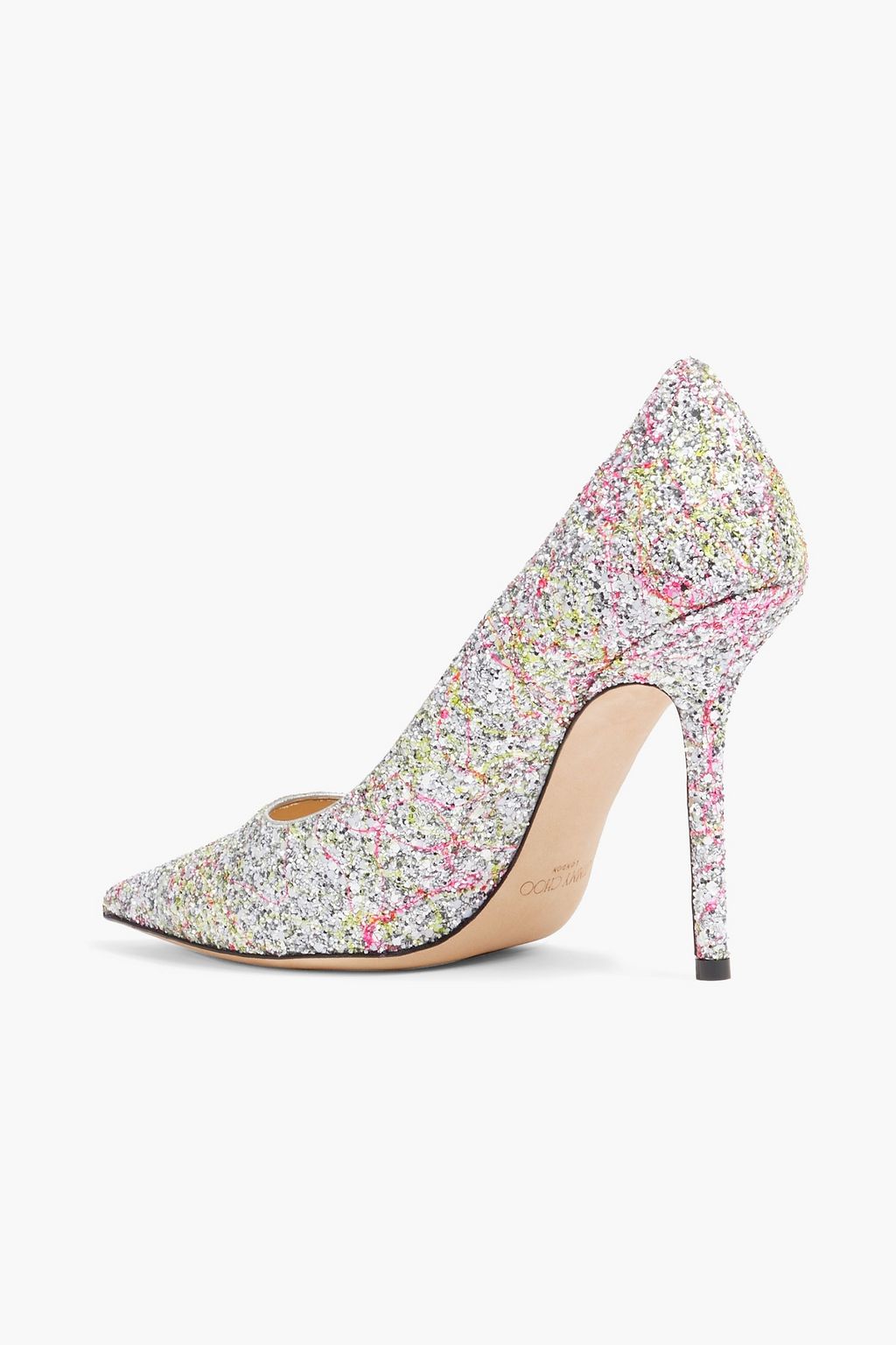 JIMMY CHOO Love 100 glittered woven pumps