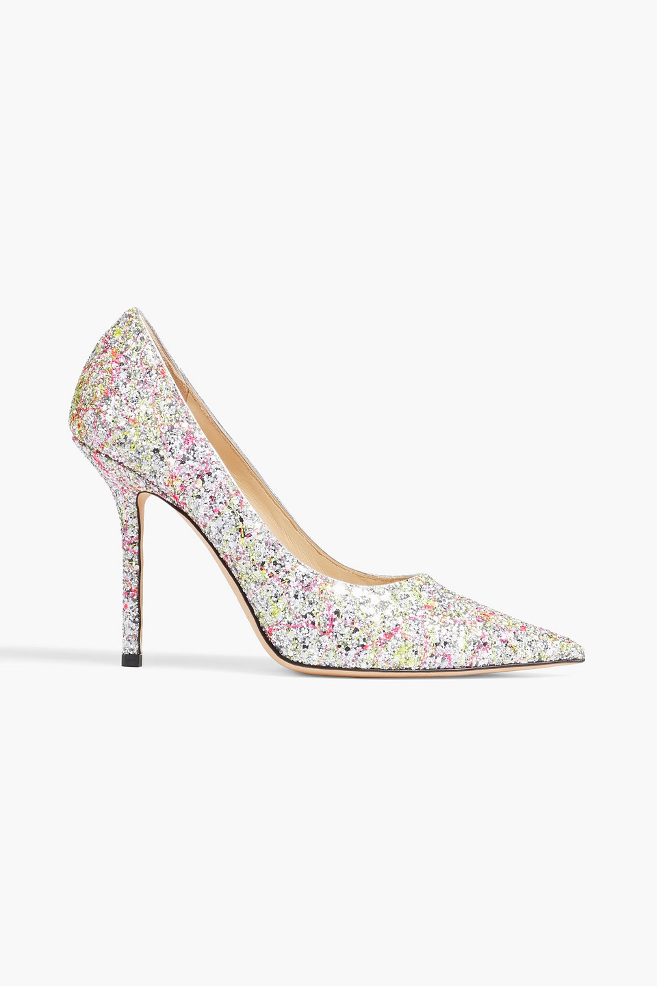 Jimmy Choo Love 100 Glittered Woven Pumps In Silver