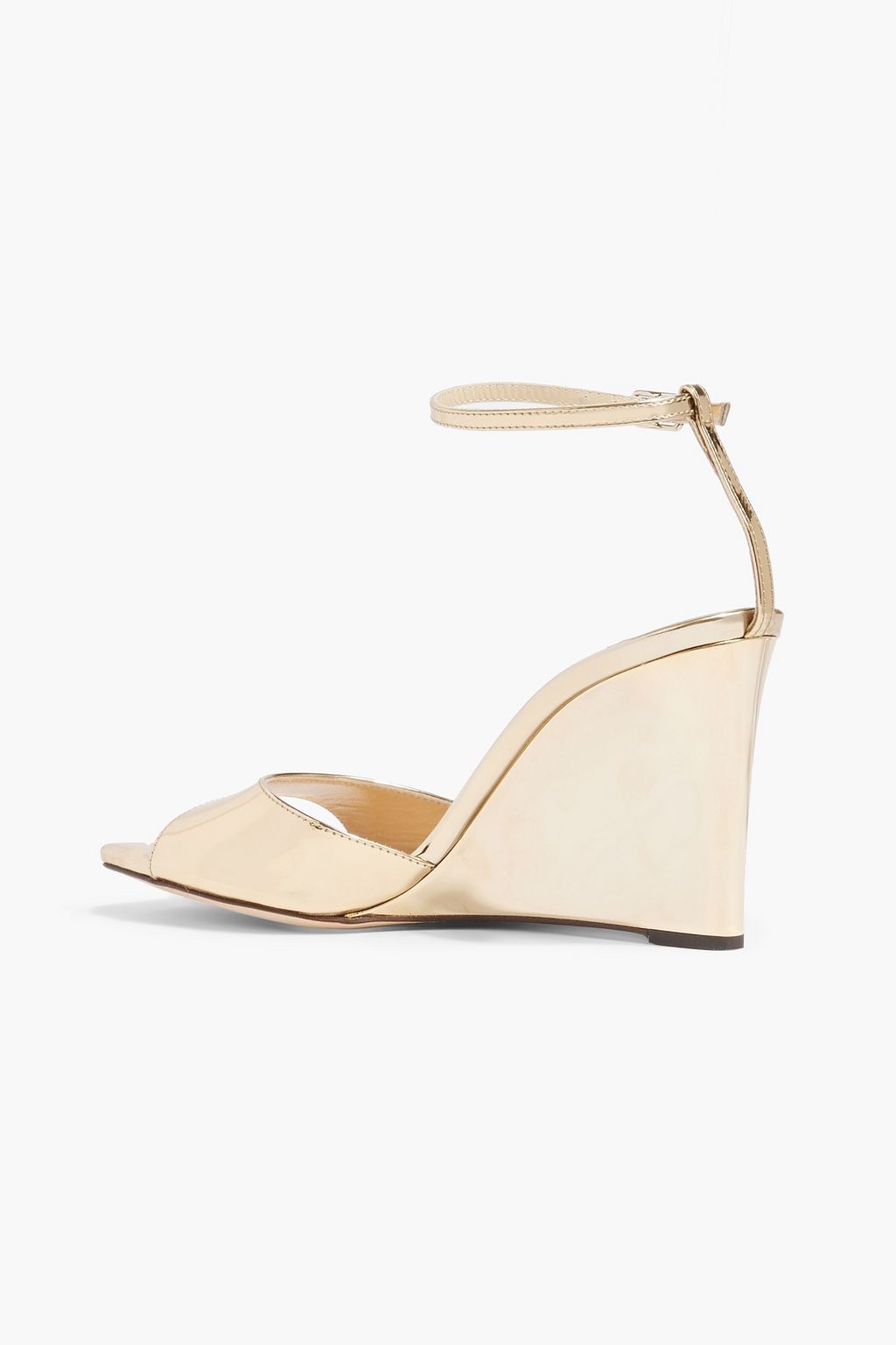 JIMMY CHOO Brien 85 mirrored-leather wedge sandals