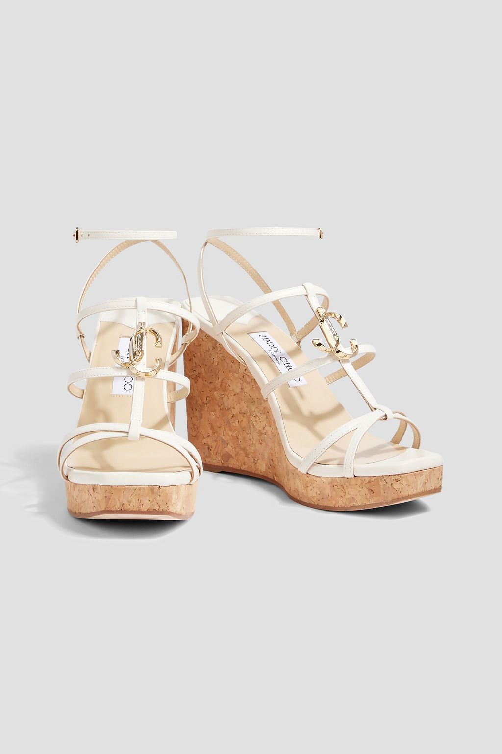 JIMMY CHOO JC 110 embellished leather wedge sandals