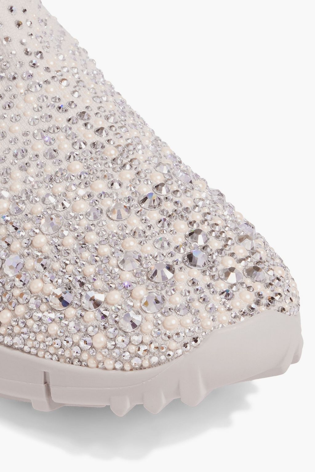 JIMMY CHOO Verona embellished stretch-knit slip-on sneakers