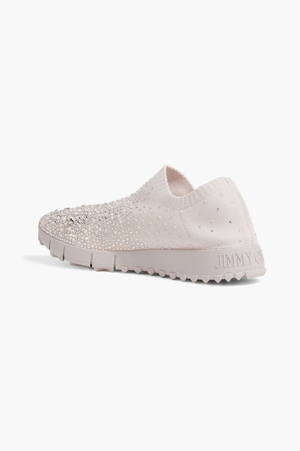 JIMMY CHOO Verona embellished stretch-knit slip-on sneakers