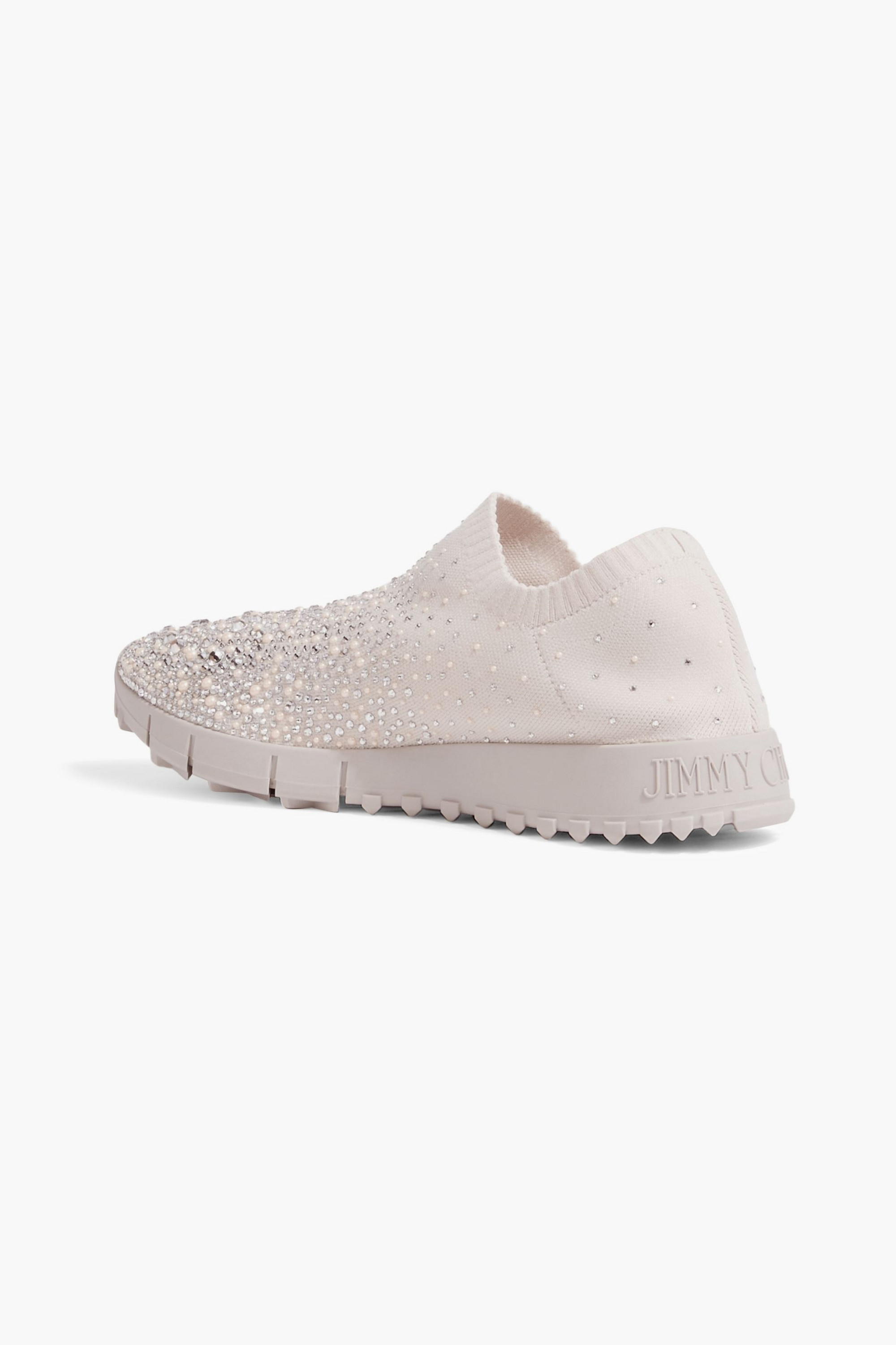 JIMMY CHOO Verona embellished stretch-knit slip-on sneakers thumbnail