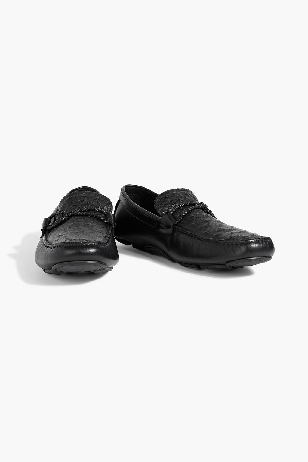 FERRAGAMO Front 4 embellished leather loafers