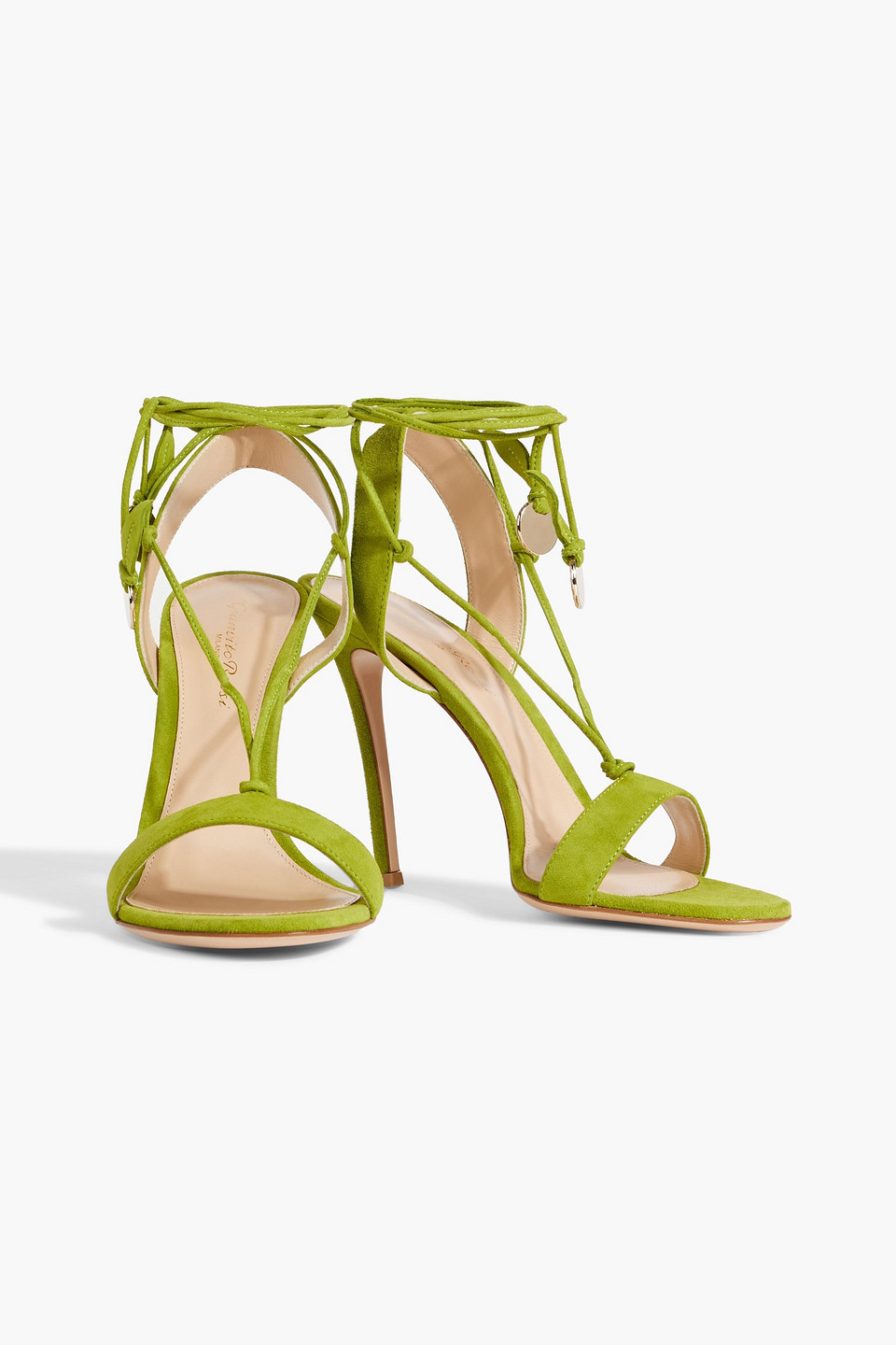 Gianvito Rossi Cherry Suede Sandals In Leaf Green