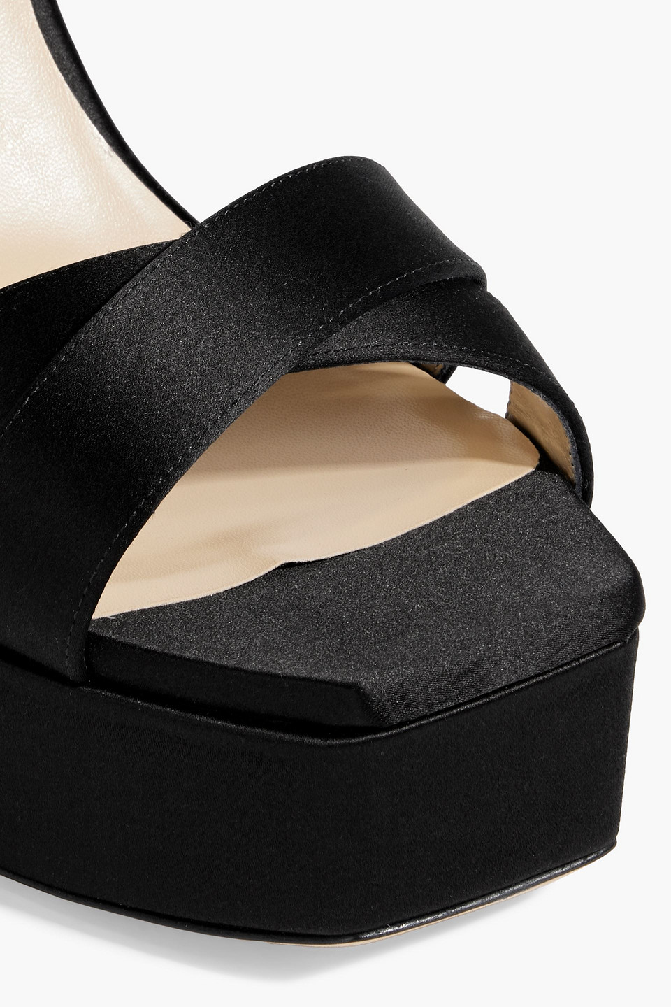 Jimmy Choo Gaia 140 Satin Platform Sandal In Black