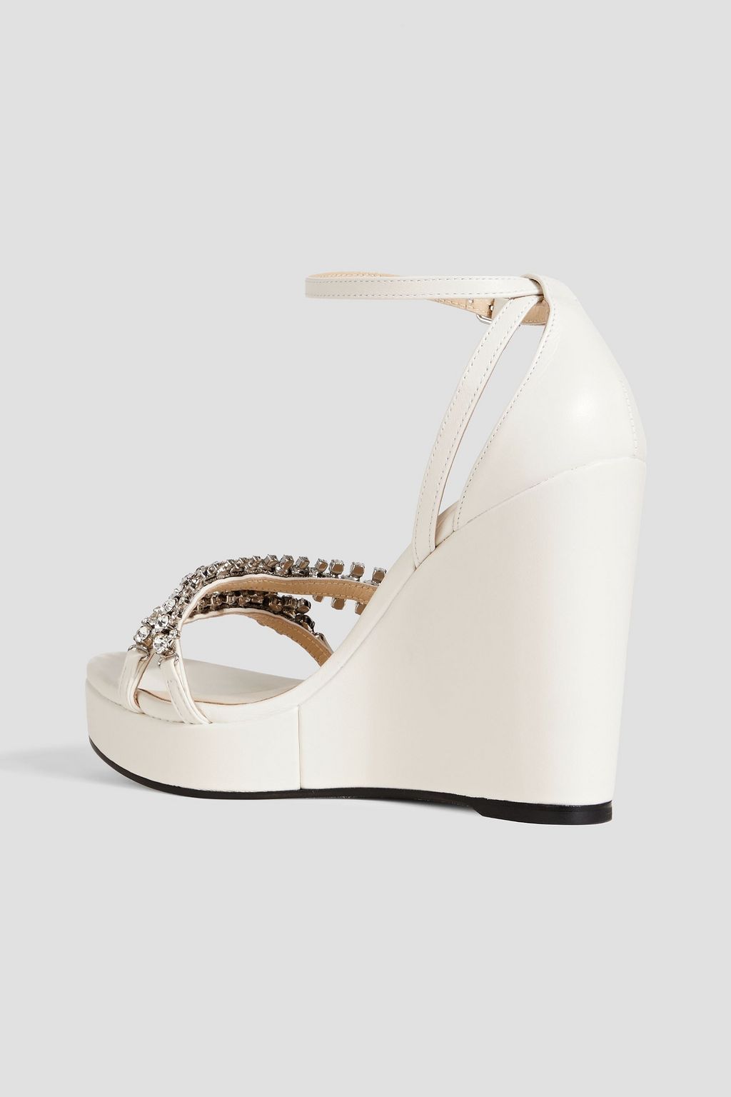 JIMMY CHOO Bing 120 crystal-embellished leather wedge sandals