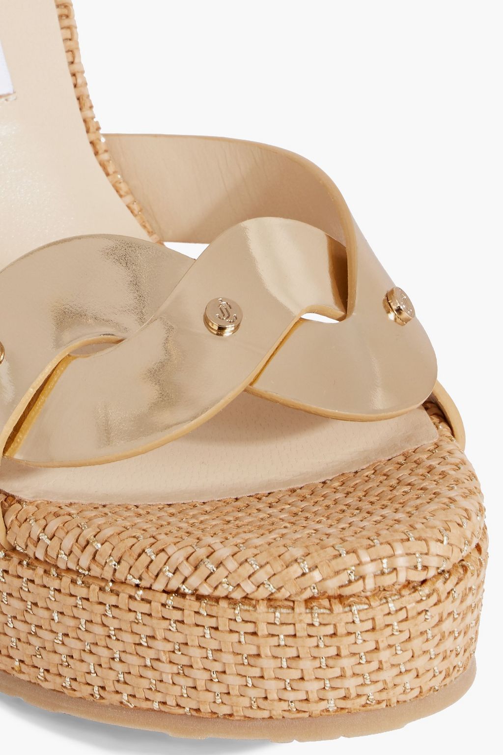 JIMMY CHOO Drya 120 mirrored-leather wedge sandals
