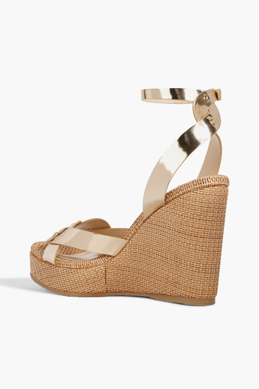 JIMMY CHOO Drya 120 mirrored-leather wedge sandals