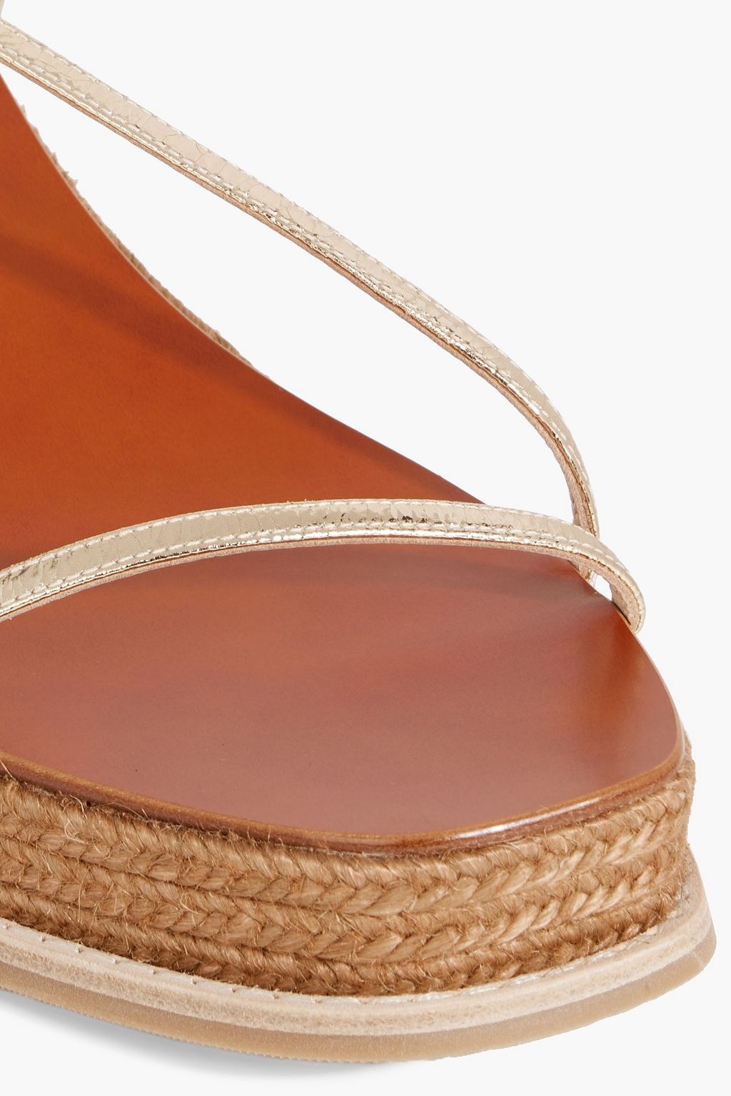 JIMMY CHOO Drive 60 metallic cracked-leather wedge sandals