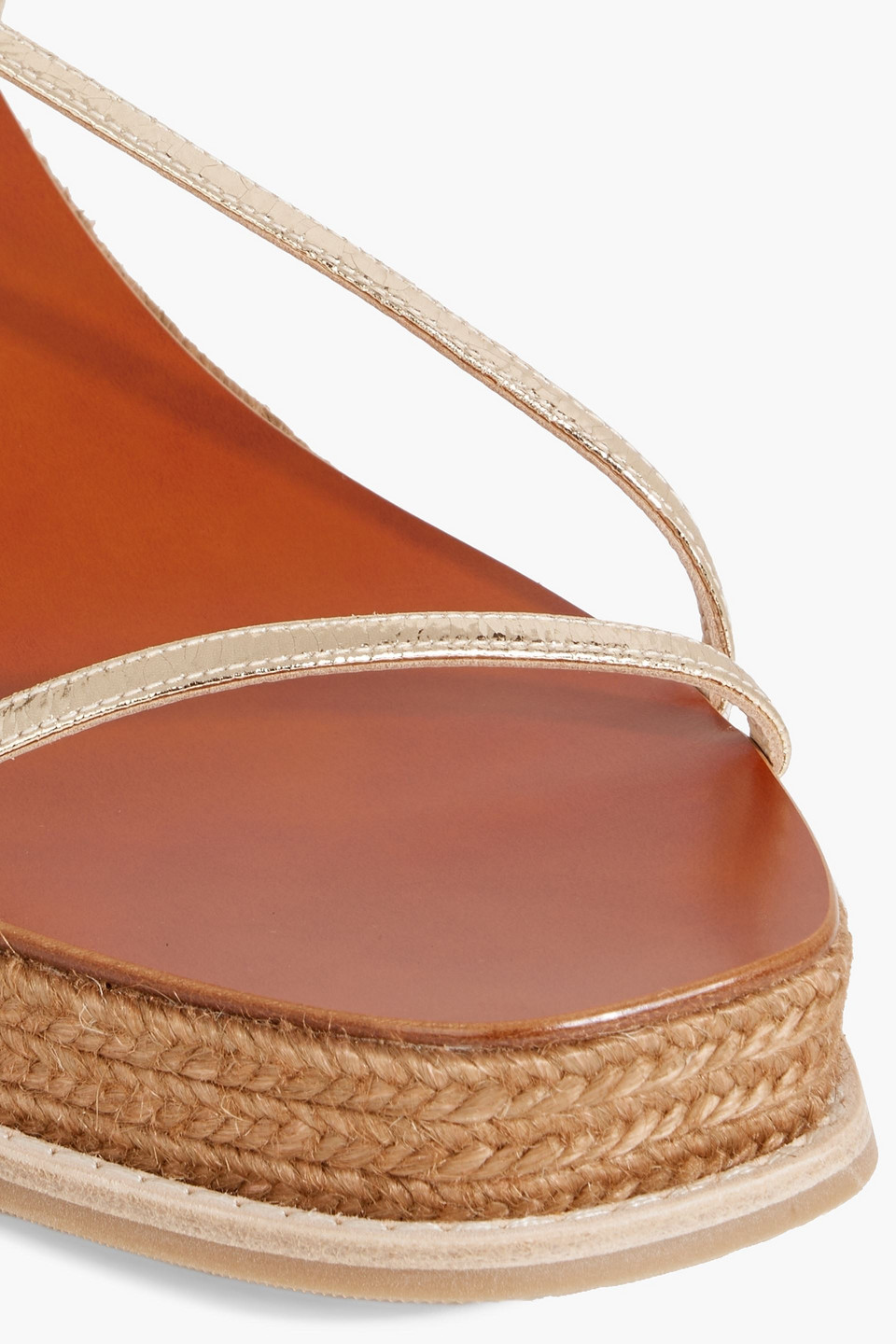 Jimmy Choo Drive 60 Metallic Cracked-leather Wedge Sandals In Gold