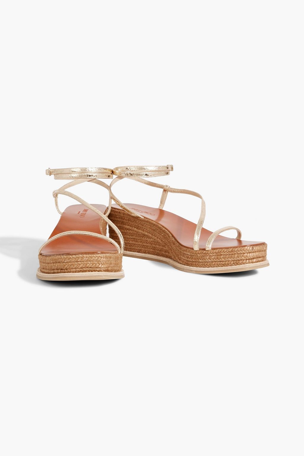 JIMMY CHOO Drive 60 metallic cracked-leather wedge sandals