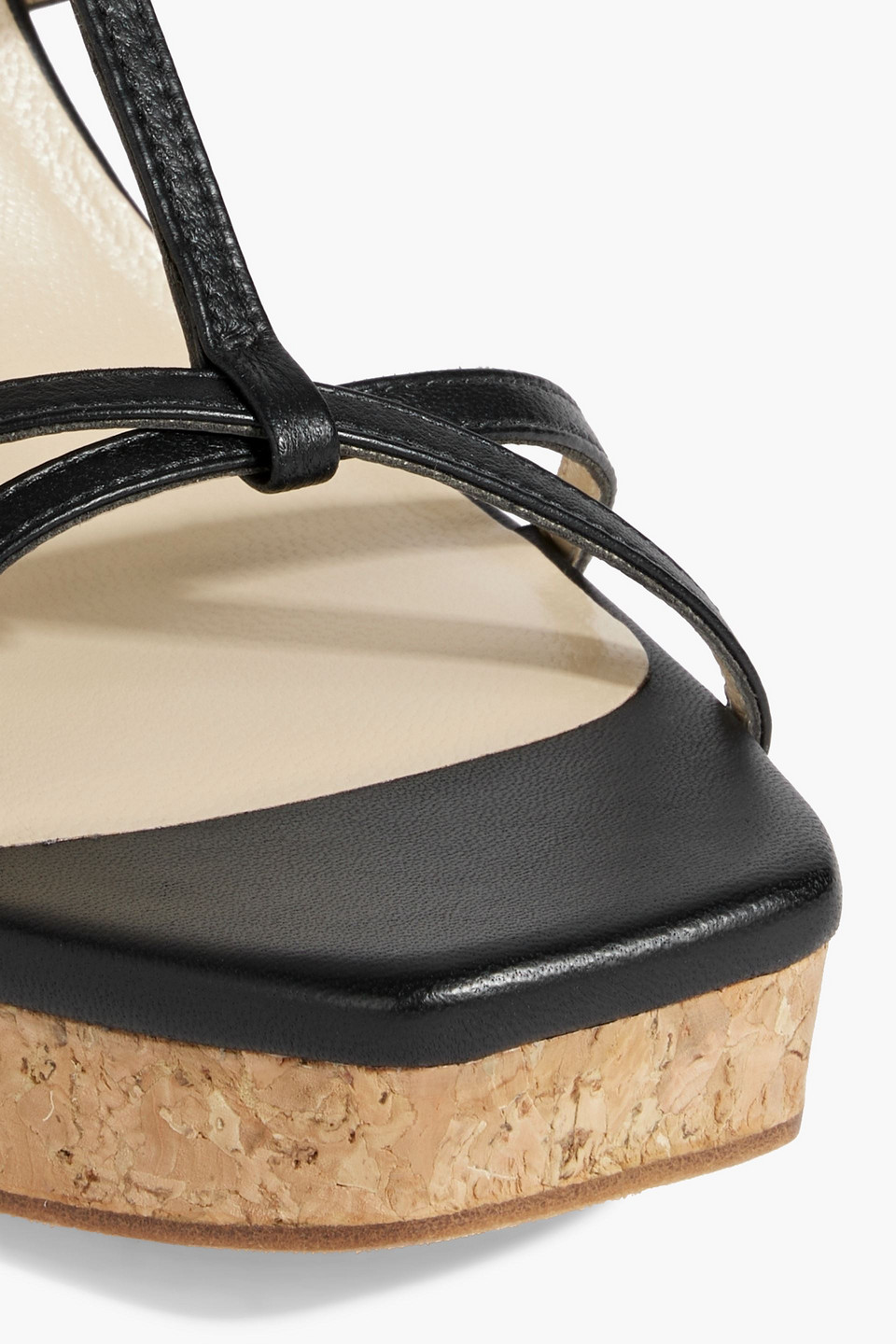 JIMMY CHOO JC 110 EMBELLISHED LEATHER WEDGE SANDALS