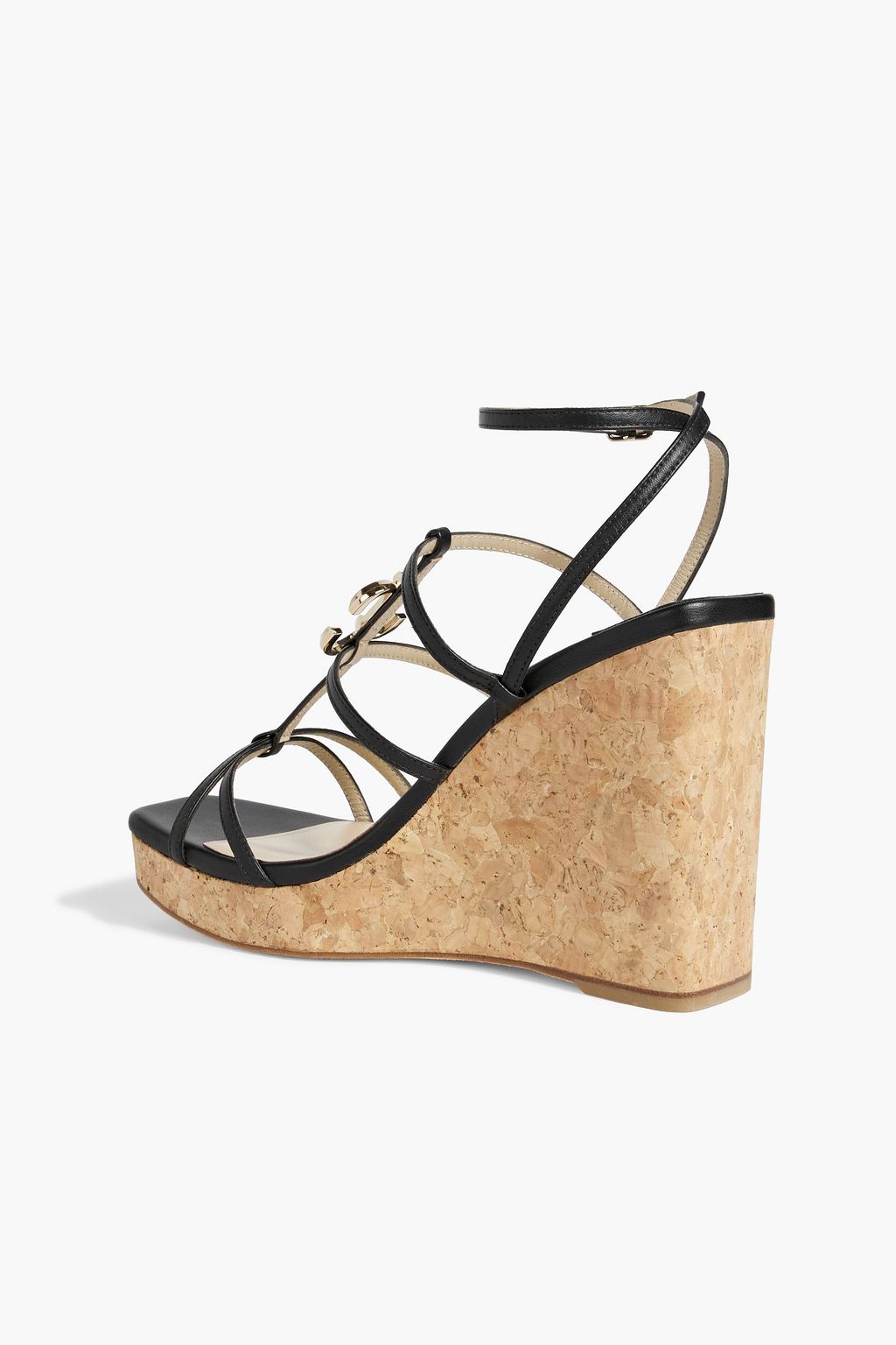 JIMMY CHOO JC 110 embellished leather wedge sandals