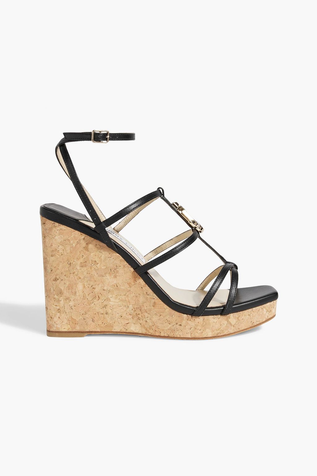 JC 110 embellished leather wedge sandals black EU 35.5