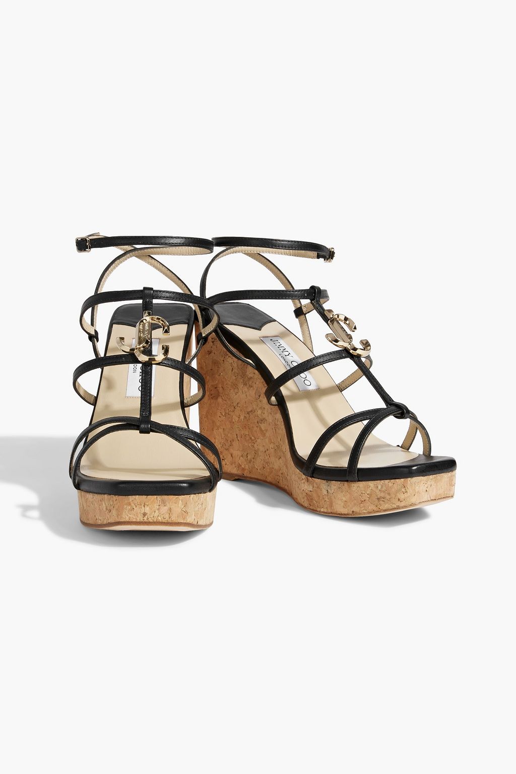 JIMMY CHOO JC 110 embellished leather wedge sandals
