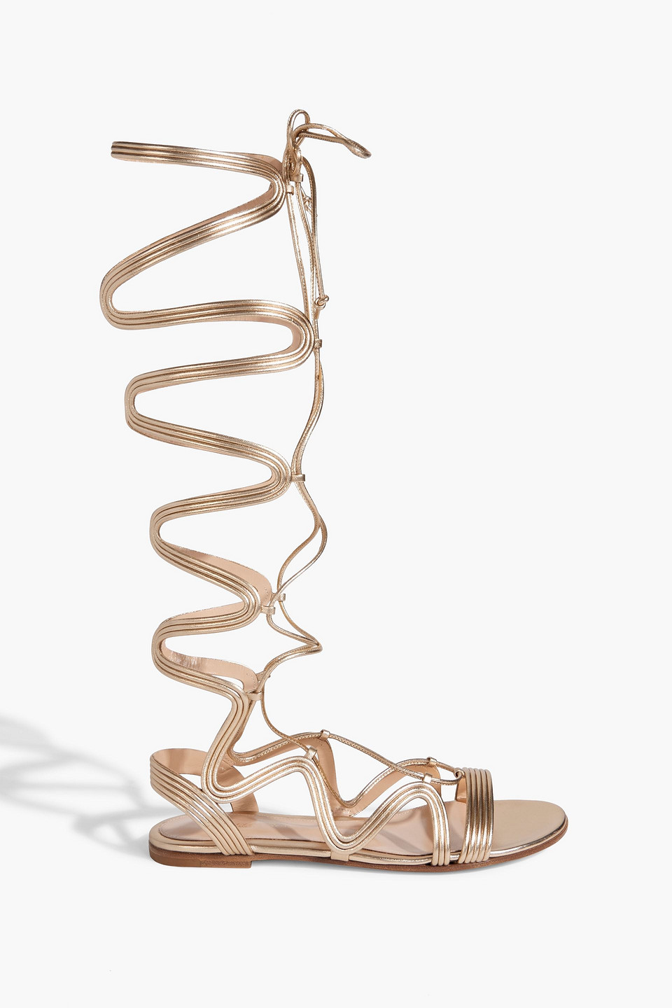 Gianvito Rossi Medusa Metallic Leather Sandals In Gold