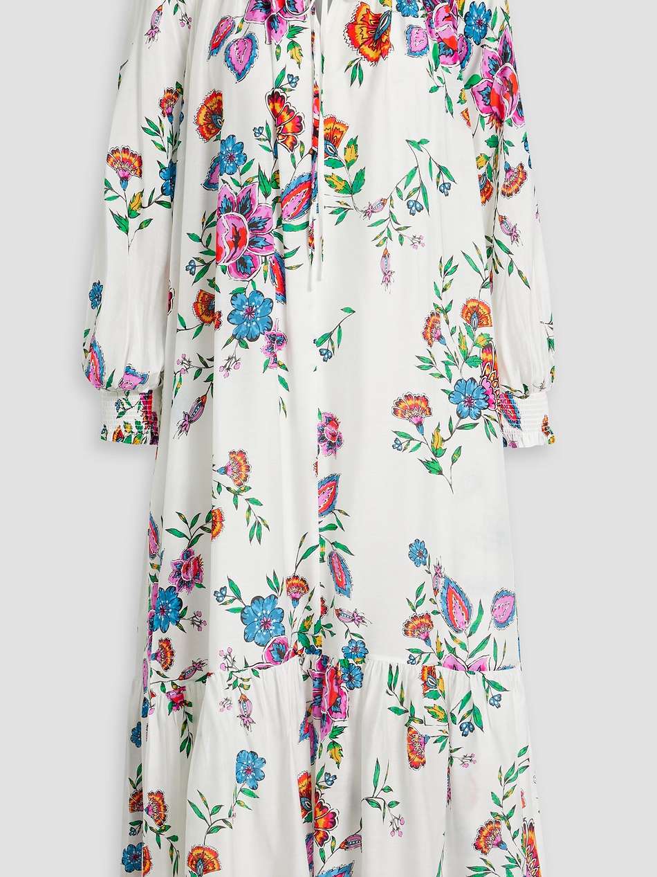 fortina ruffled floral-print voile midi dress