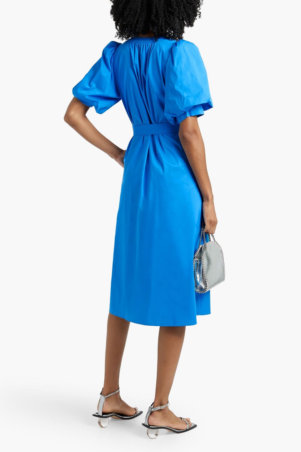 DIANE VON FURSTENBERG Laena belted cotton-blend poplin midi dress