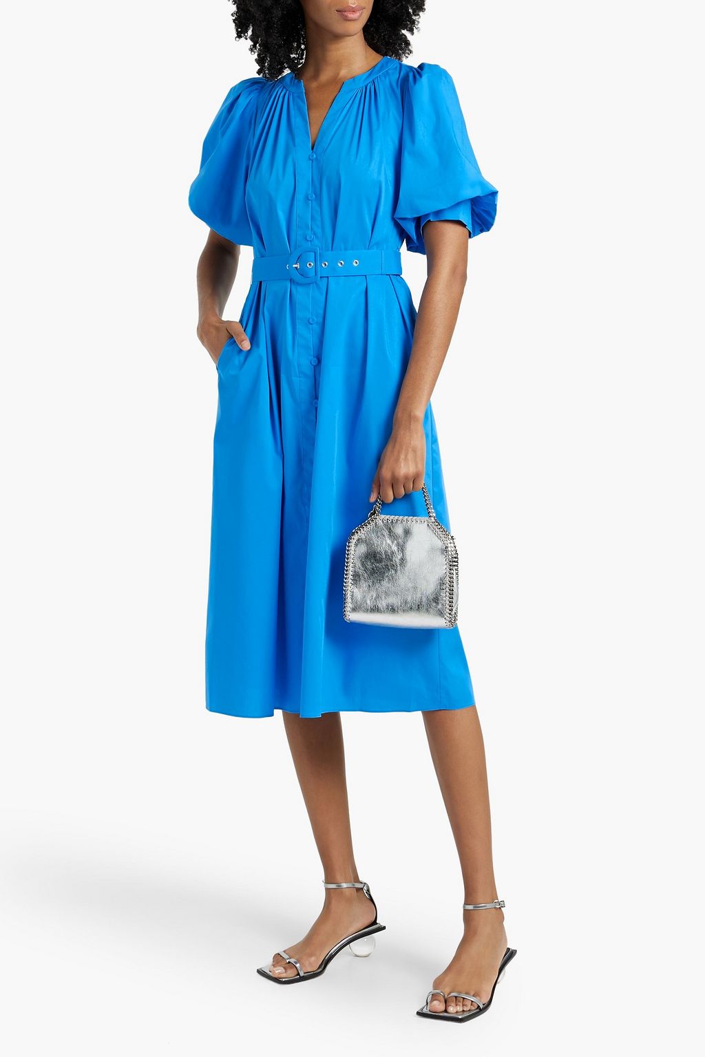 DIANE VON FURSTENBERG Laena belted cotton-blend poplin midi dress