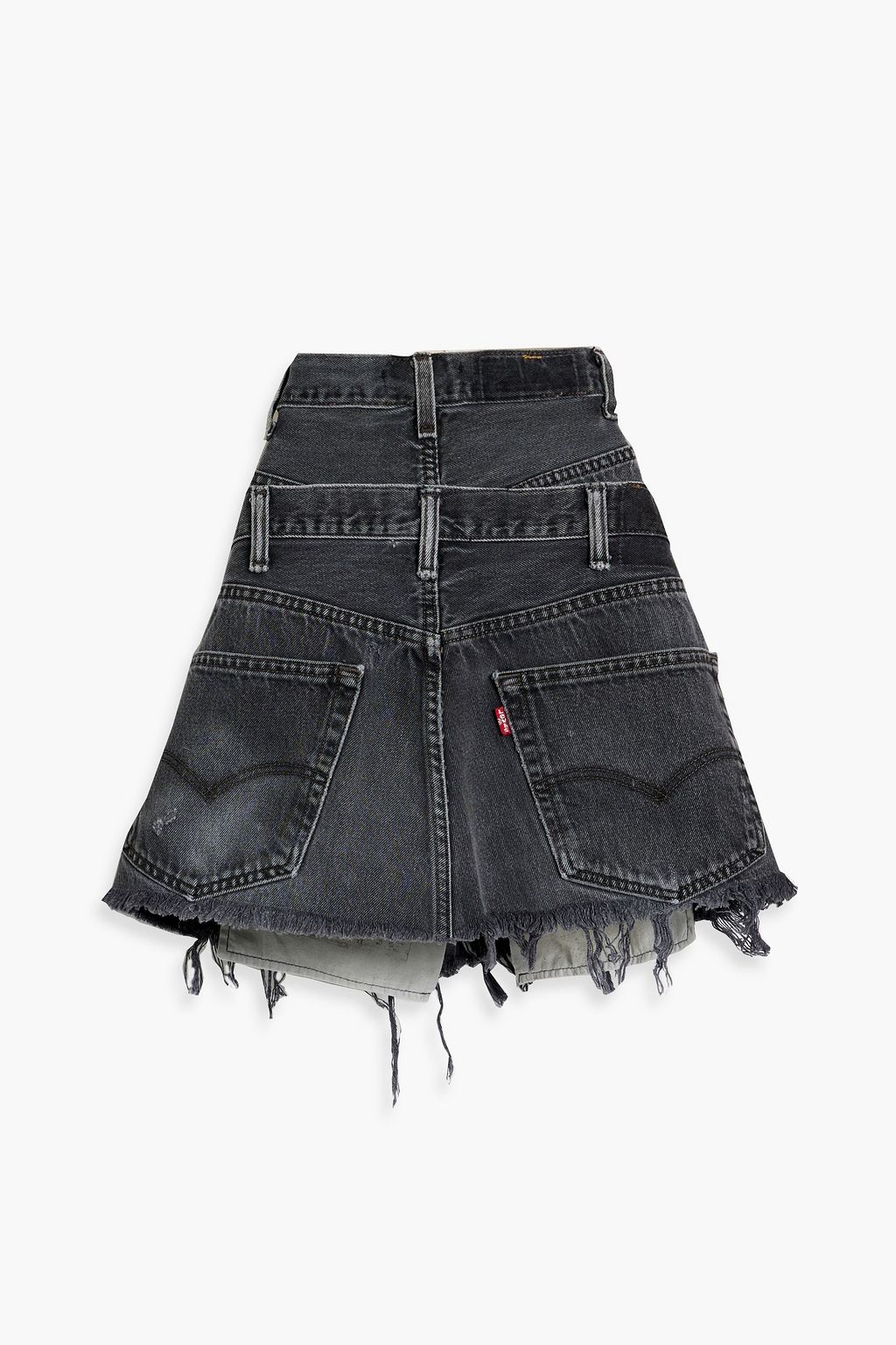 EB DENIM Reinvented distressed denim mini skirt