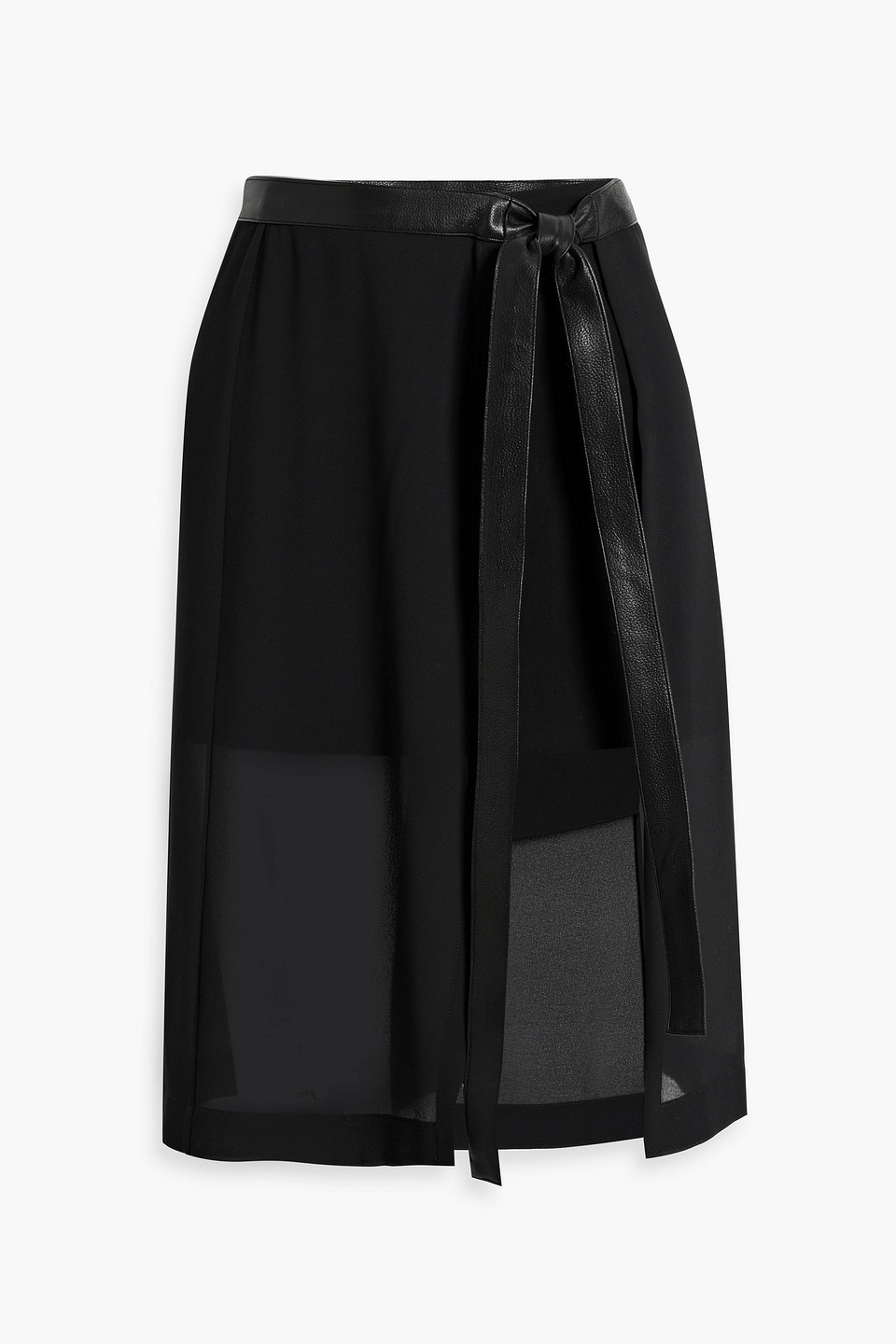 Proenza Schouler Leather-trimmed Layered Chiffon Skirt In Black