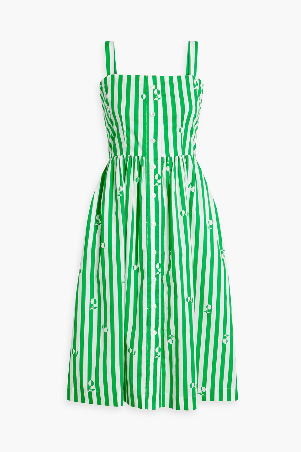 Hvn Laura Printed Cotton-blend Midi Dress In Green