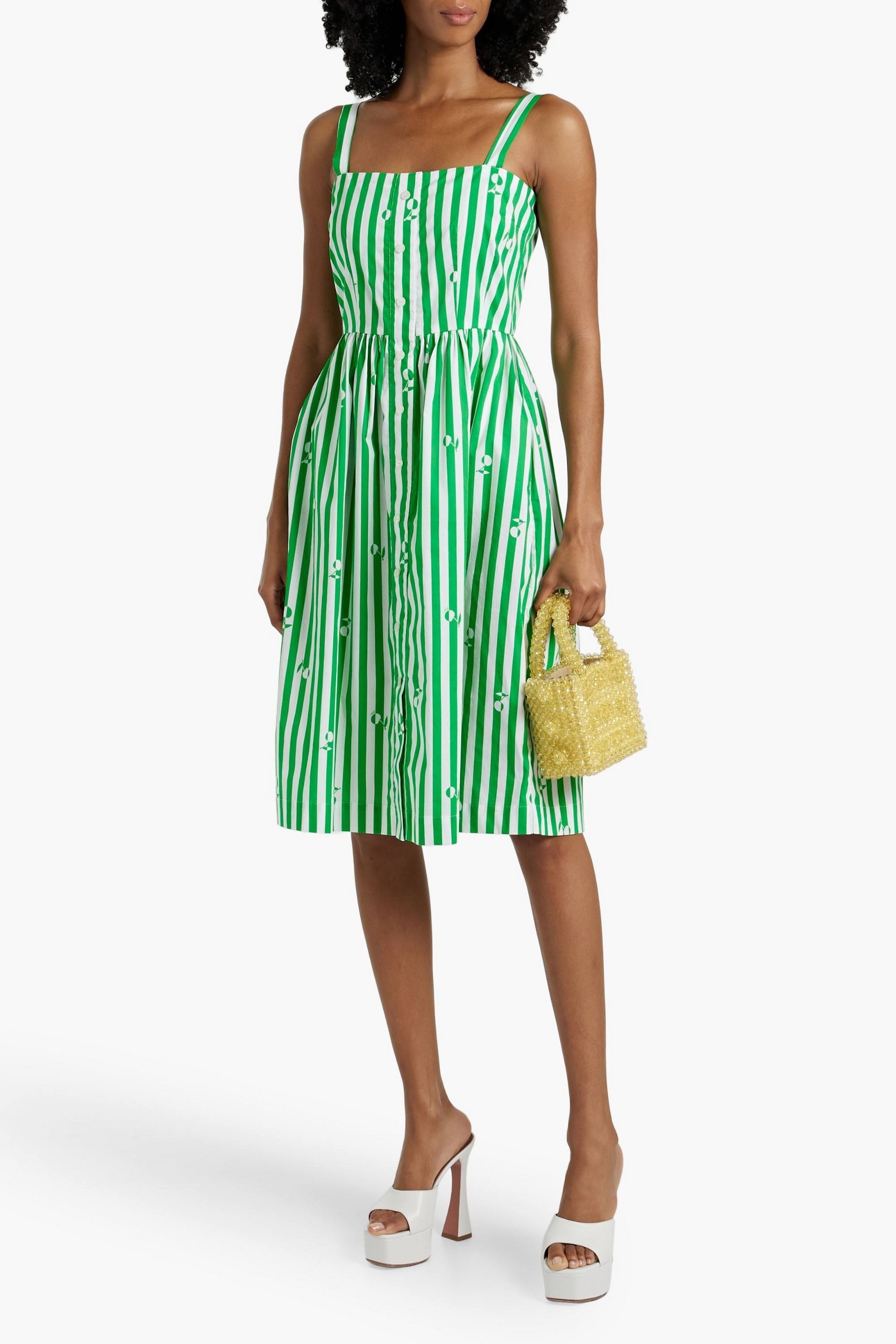 HVN Laura printed cotton-blend midi dress