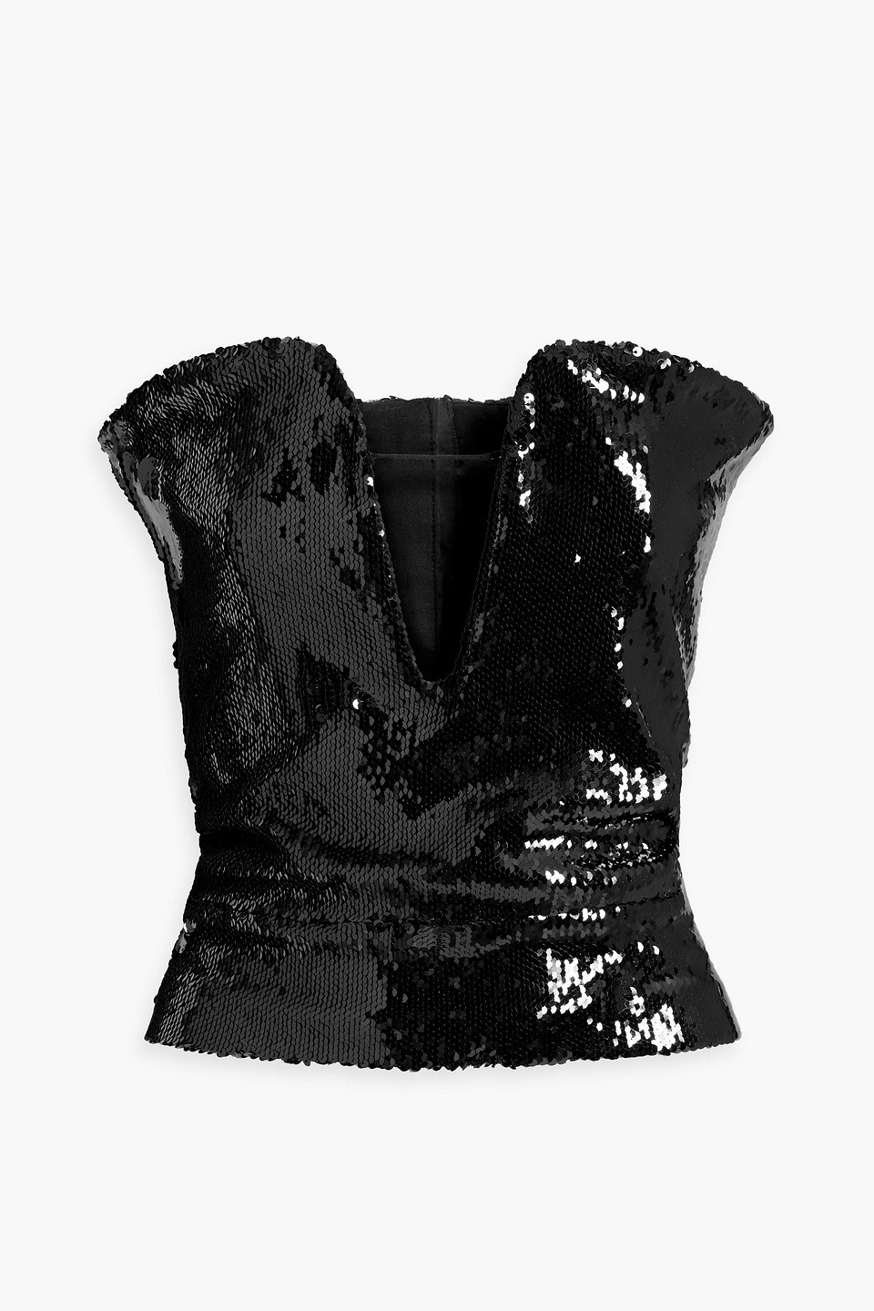 Isabel Marant Mandy Sequined Cotton Bustier Top In Black