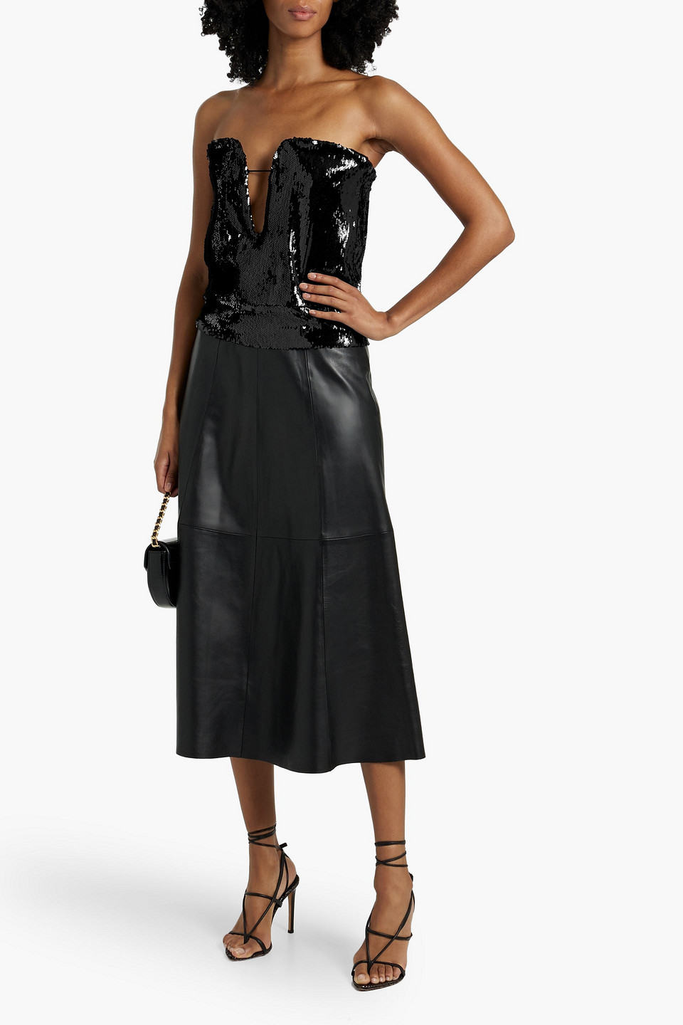 Isabel Marant Mandy Sequined Cotton Bustier Top In Black