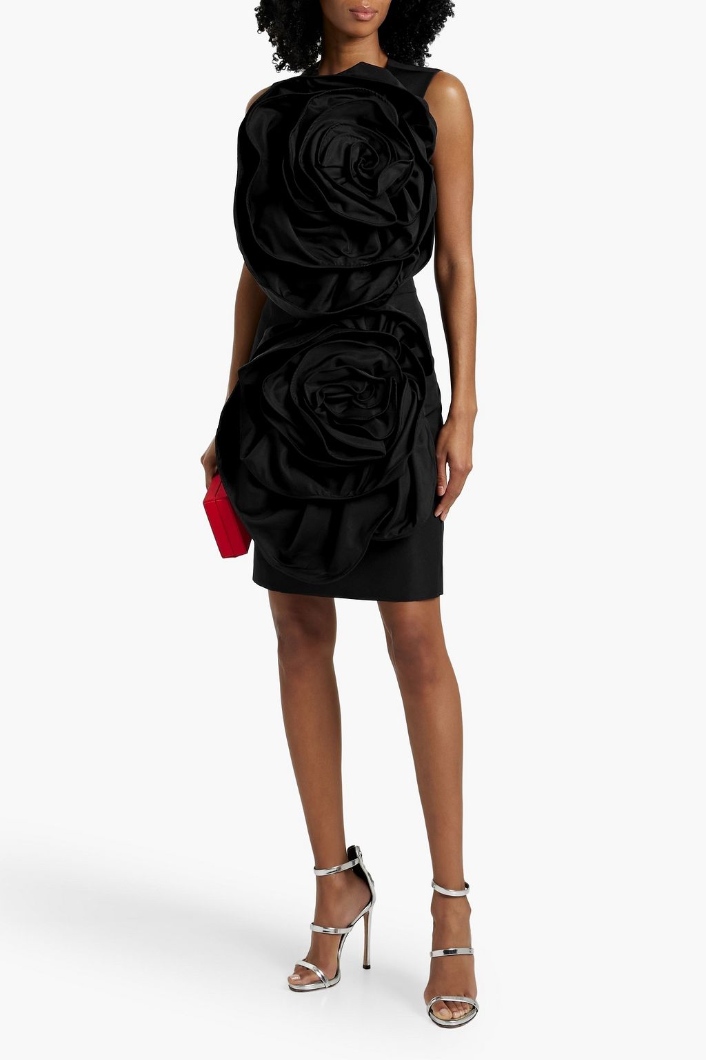 HUISHAN ZHANG Floral-appliquéd faille skirt