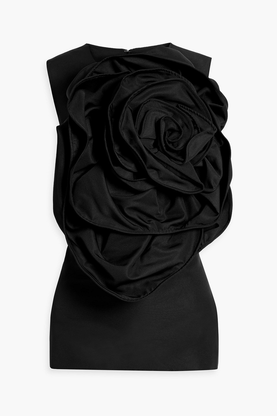 Huishan Zhang Ditte Floral-appliquéd Faille Top In Black