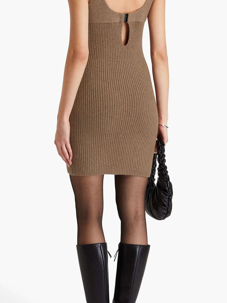mélange ribbed-knit mini dress