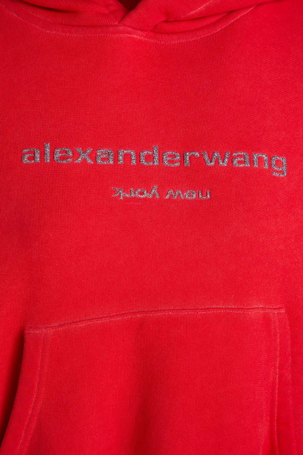 ALEXANDER WANG كنزة هودي من قطن تيري فرنسي مطاطي مزيّنة بالغليتر
