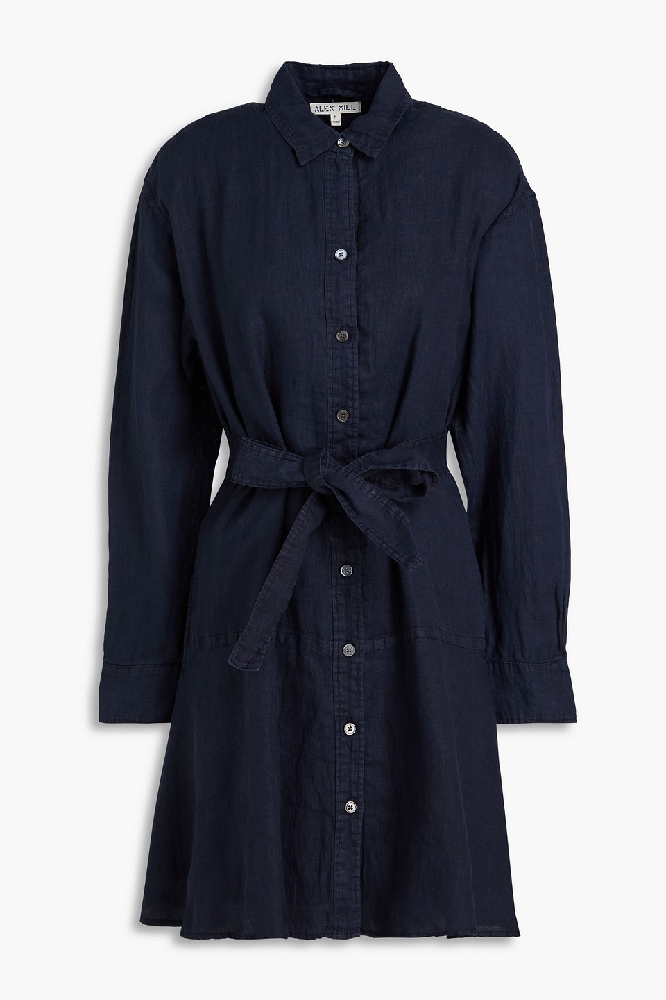 Linen mini shirt dress